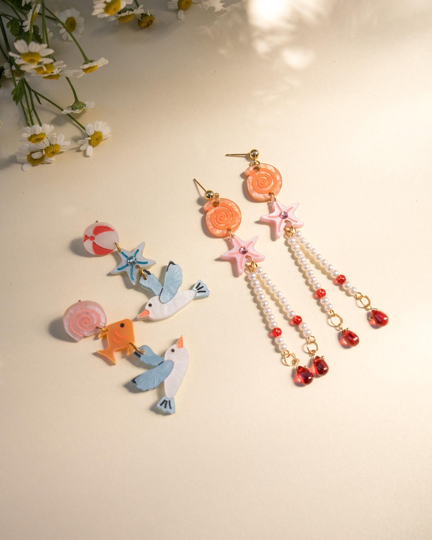 Summer Treasure Earrings//Seashell earrings//Statement Earring//Acrylic Earring//Summer Earrings//Summer Vibe