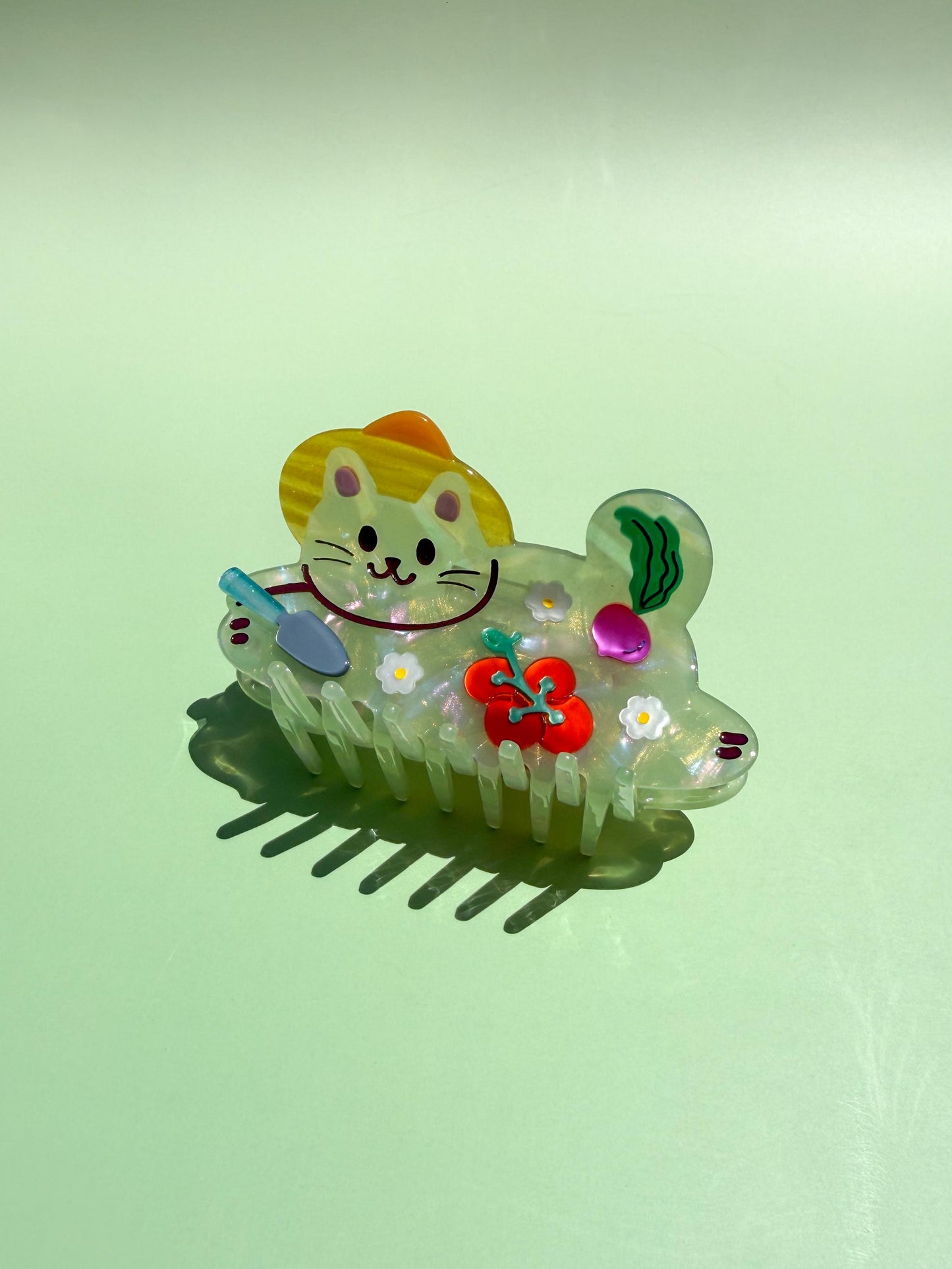 Gardener Cat Hair Claw Clip//Cute Animal Hair Accessory for Women//Stylish Cat Lover Gift//Trendy Hair Claw//Gift for Cat Lover