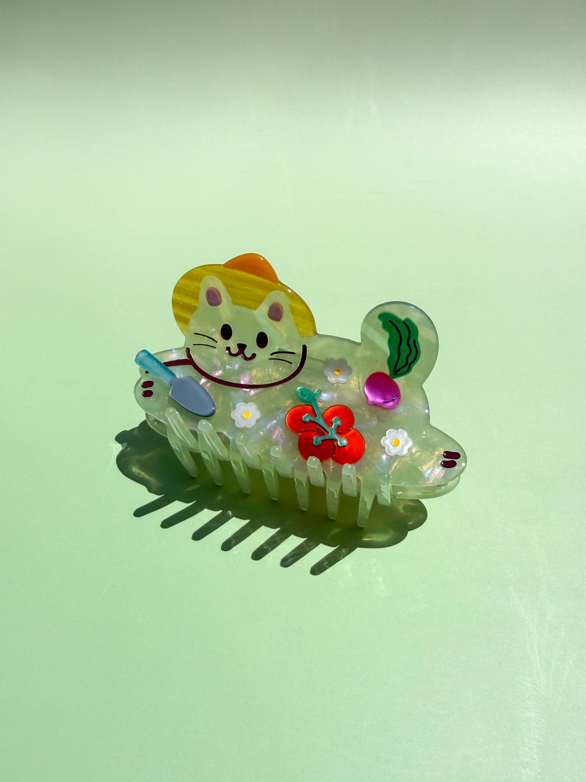 Gardener Cat Hair Claw Clip//Cute Animal Hair Accessory for Women//Stylish Cat Lover Gift//Trendy Hair Claw//Gift for Cat Lover