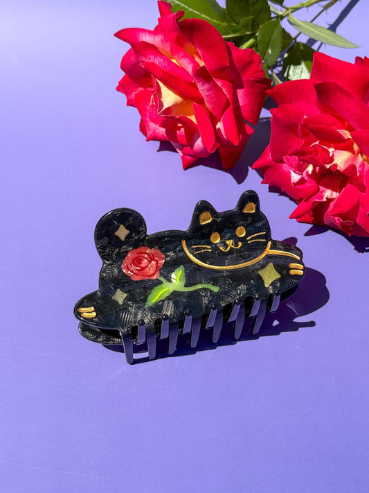 Dark Knight Cat Hair Claw Clip//Cute Animal Hair Accessory for Women//Stylish Cat Lover Gift//Trendy Hair Claw//Gift for Cat Lover