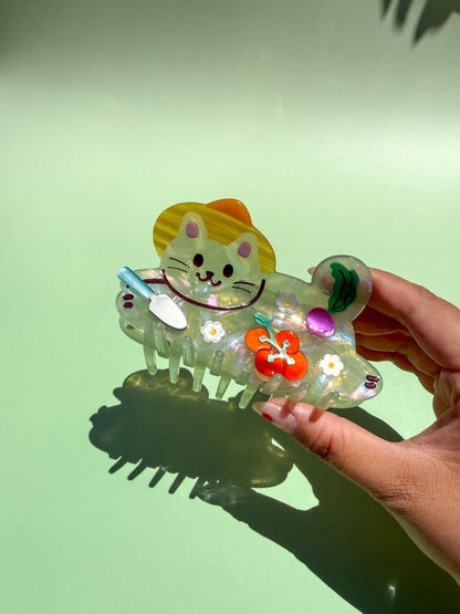 Gardener Cat Hair Claw Clip//Cute Animal Hair Accessory for Women//Stylish Cat Lover Gift//Trendy Hair Claw//Gift for Cat Lover