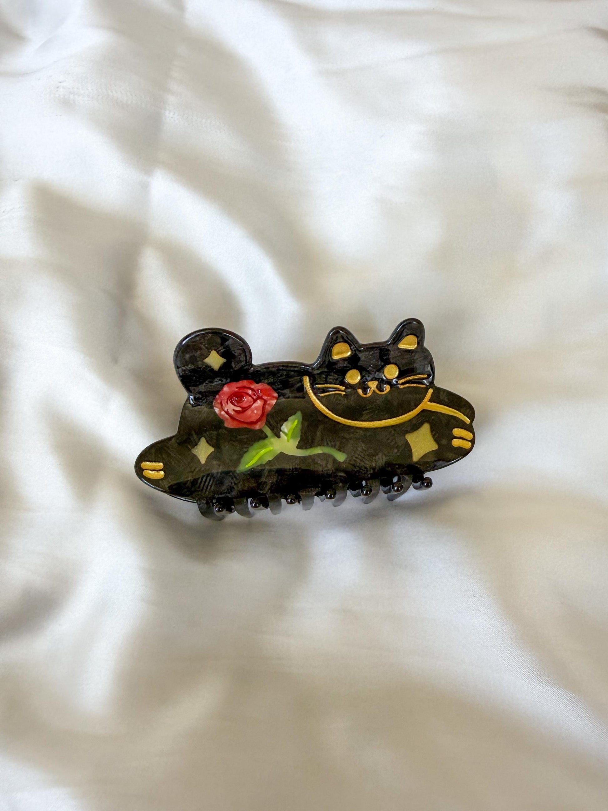 Dark Knight Cat Hair Claw Clip//Cute Animal Hair Accessory for Women//Stylish Cat Lover Gift//Trendy Hair Claw//Gift for Cat Lover
