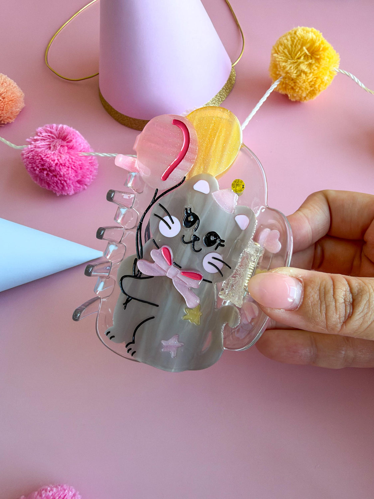 Balloon Party Cat Hair Claw Clip