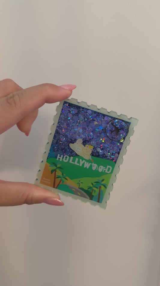 Los Angeles Cat Glitter Magnet