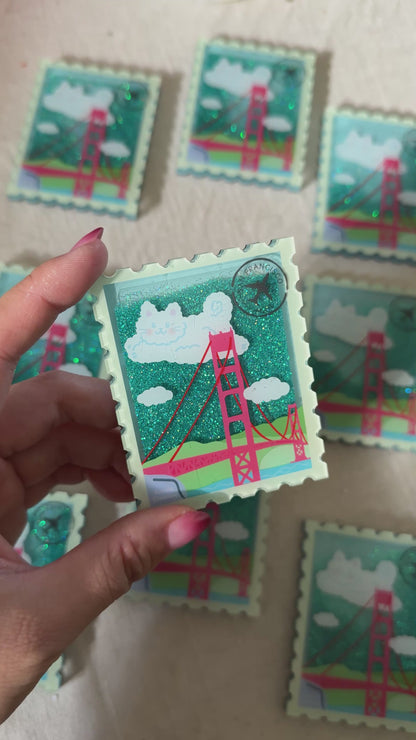 San Francisco Cat Glitter Magnet