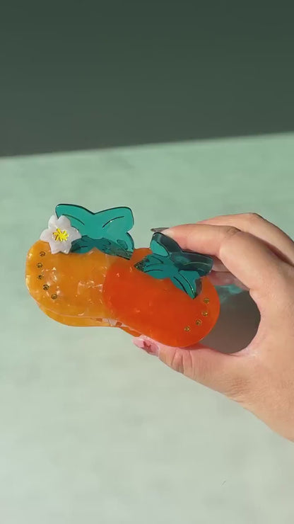Persimmon Hair Claw Clip: Cellulose Acetate Fruit Accessory