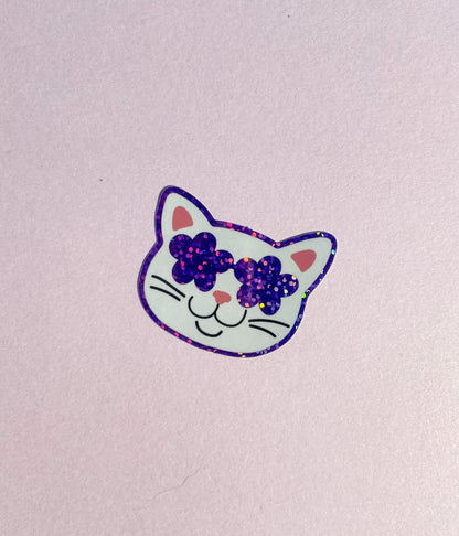 Groovy Cat Glitter Sticker