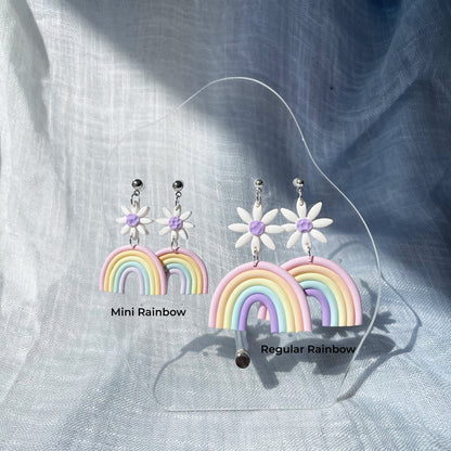 Rainbow Flower Earrings//Handmade Statement Earrings//Rainbow Earrings//Flower Earring//Retro Earring//Polymer Clay Earring