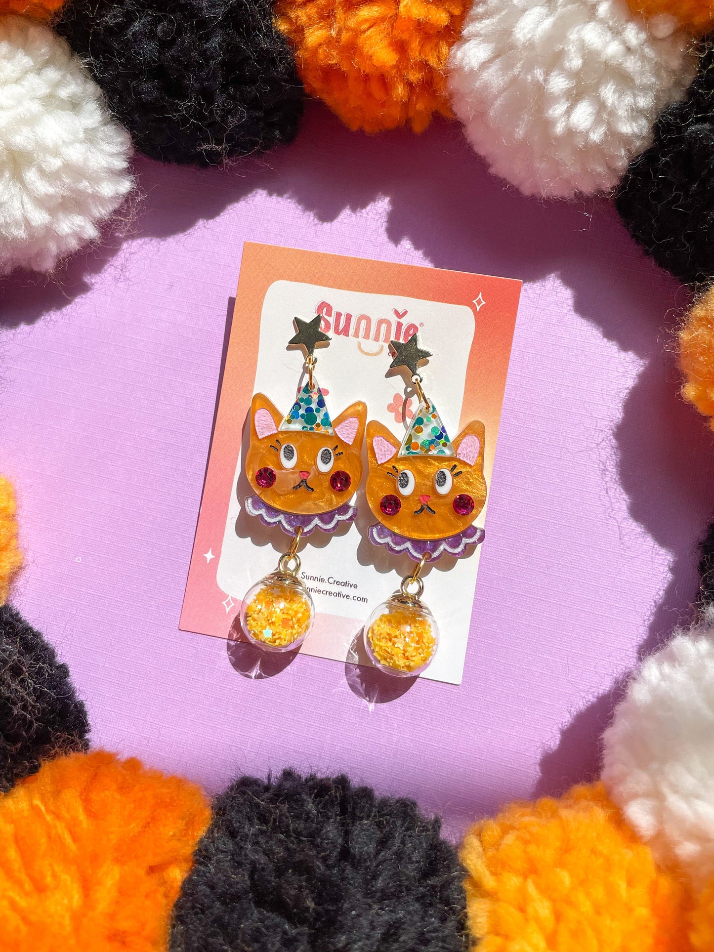 Cat Clowns//Black Cat Earring//Cat Earrings//StatementEarring//Halloween Earrings//Cute Earrings