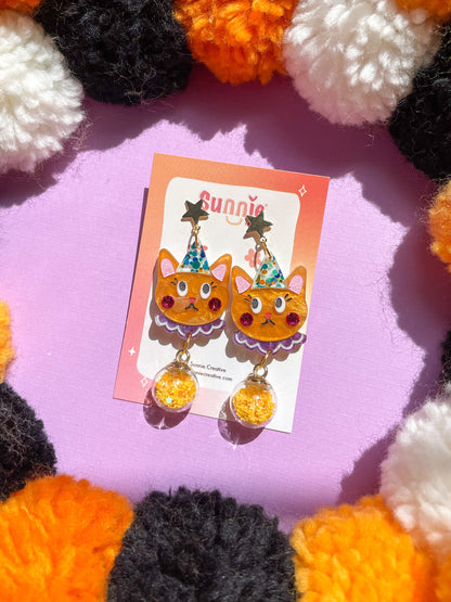 Cat Clowns//Black Cat Earring//Cat Earrings//StatementEarring//Halloween Earrings//Cute Earrings