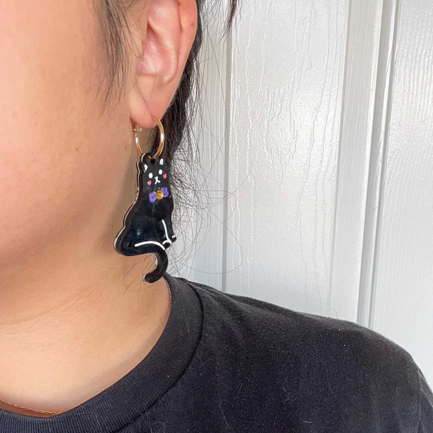 Reversible Skeleton Black Cat//Glow in the dark Earring//Halloween earrings//cat jewelry//spooky accessories//Halloween fashion