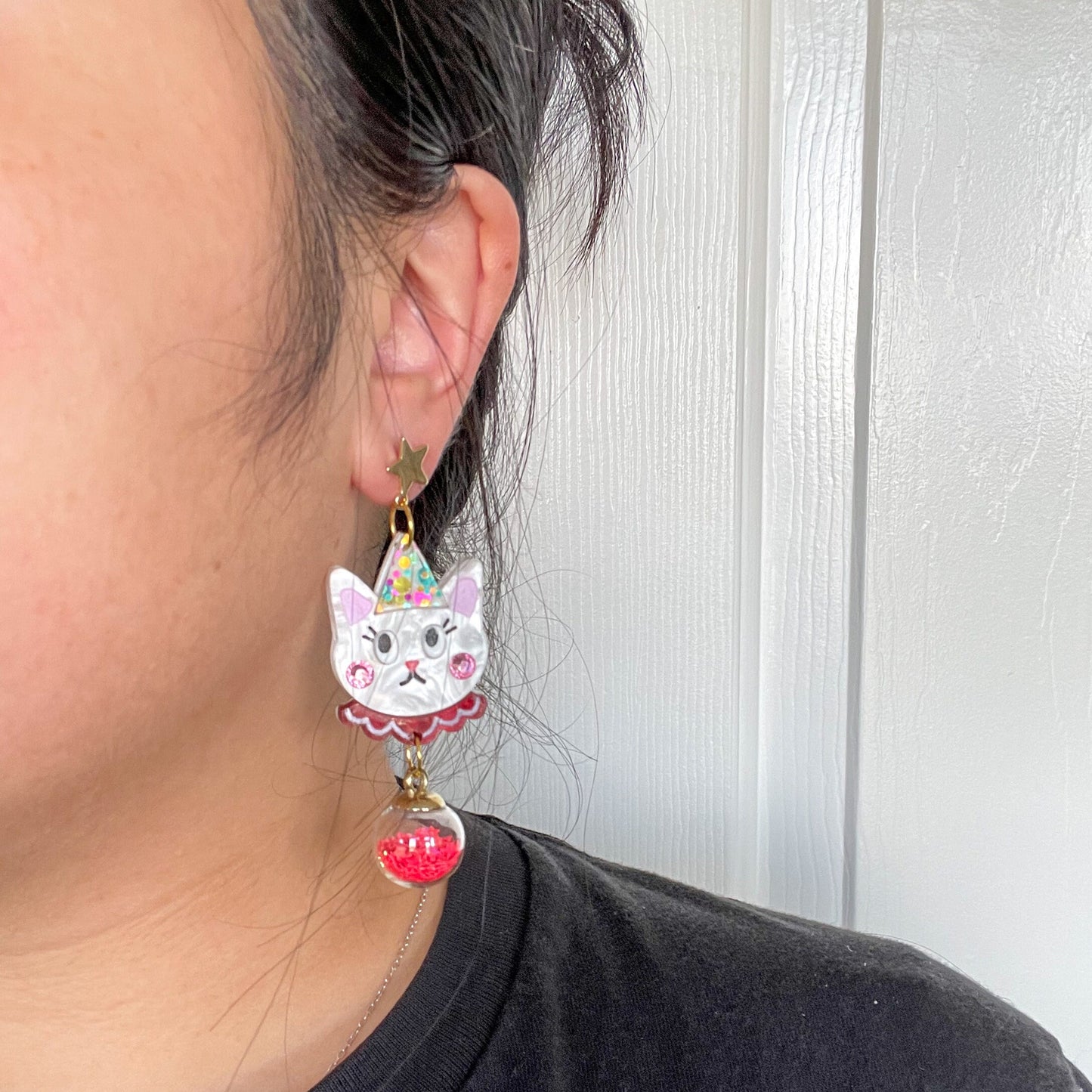 Cat Clowns//Black Cat Earring//Cat Earrings//StatementEarring//Halloween Earrings//Cute Earrings