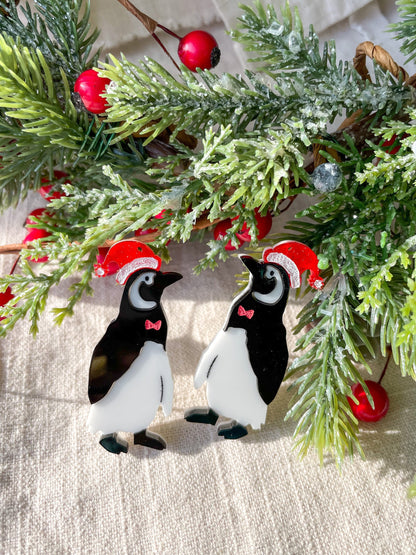 Christmas Penguin Dangle//Penguin Earring//Statement Earring//Acrylic Earring//Holiday Gift