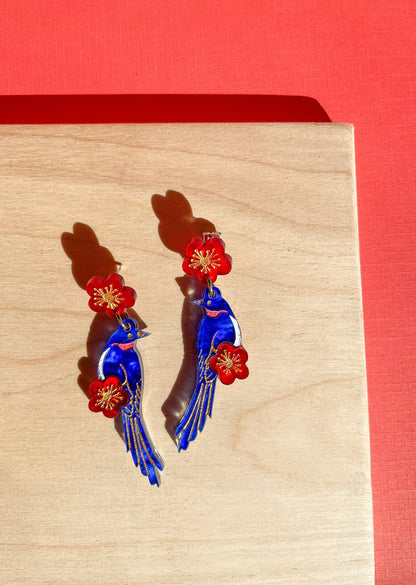 Blue Magpie Earrings