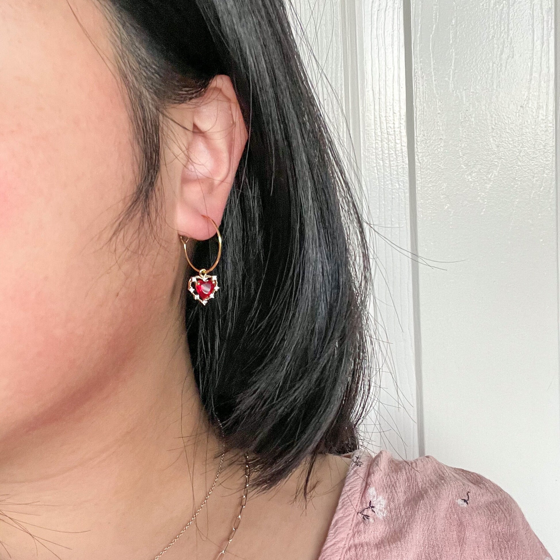 20mm Rhinestone Dance Earrings - Red Pierced