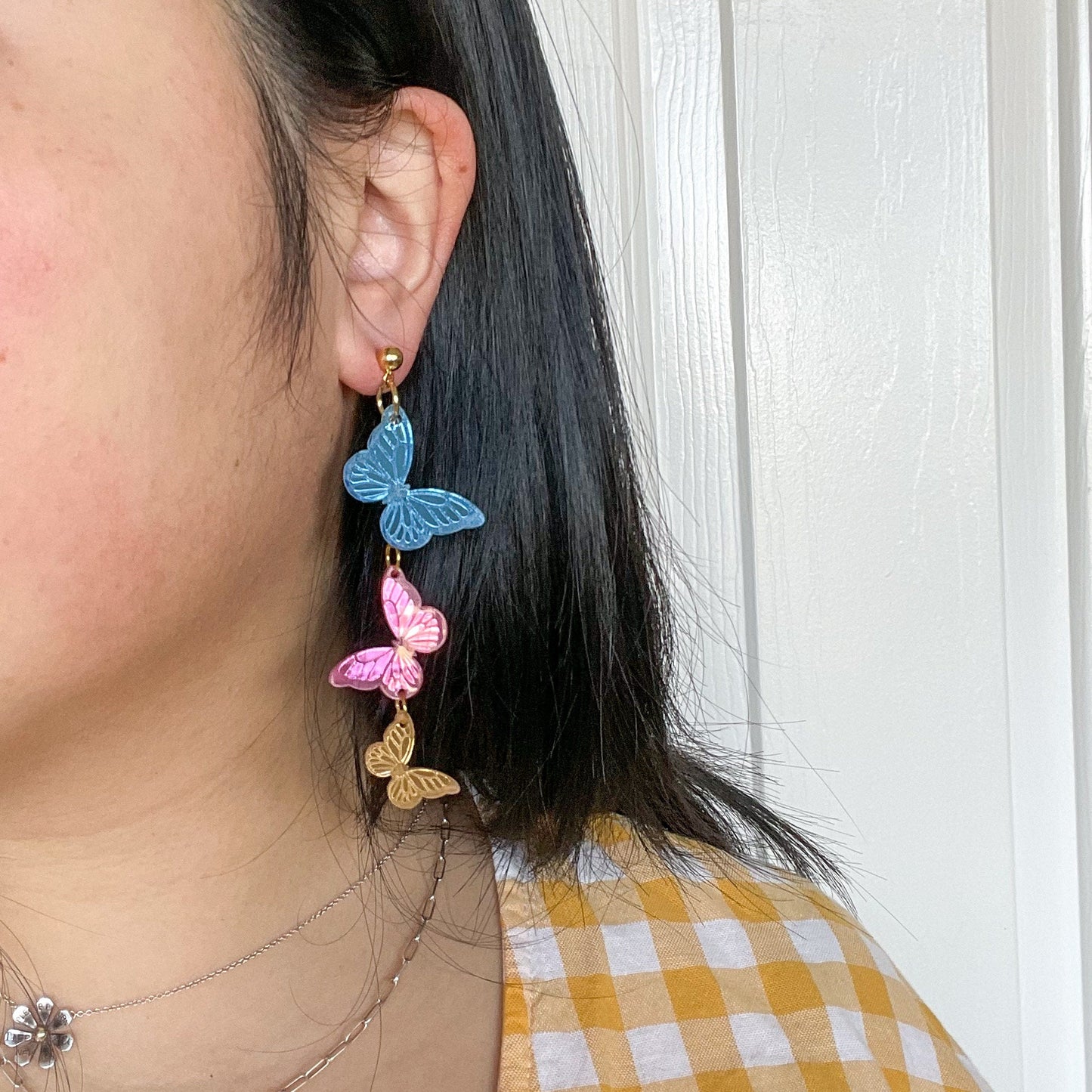 Kaleidoscope Butterfly//Spring Earring//Statement Earring//Acrylic Earring//Insects Earrings//Statement Hoop