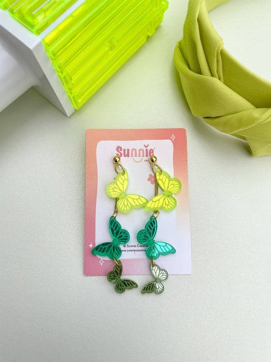 Ombre Green Kaleidoscope Butterfly//Spring Earring//Statement Earring//Acrylic Earring//Insects Earrings//NCT Earrings//NCT Dream Accessory