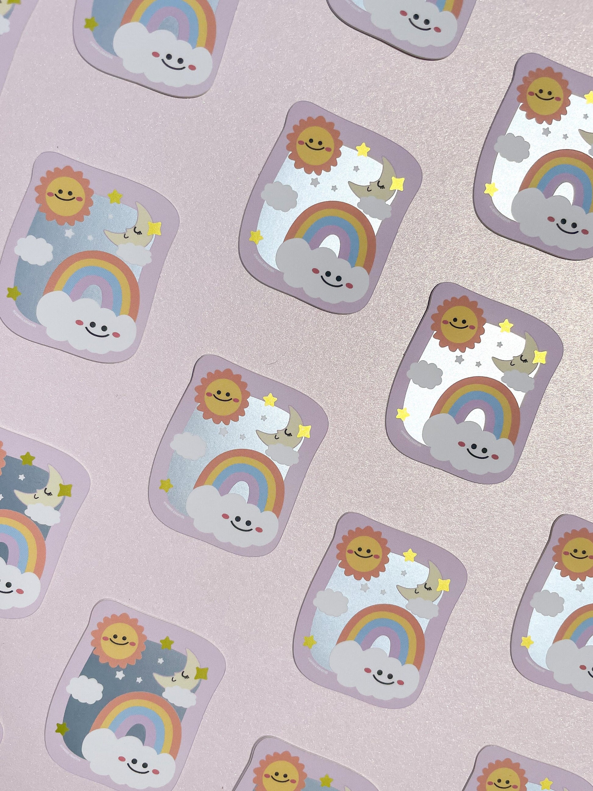 The Sky Friends Sticker//Digital Art//Weather Stickers//Illustration//kawaii//Waterproof Sticker//Rainbow Stickers//Matte Mirror Stickers