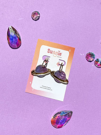 Mini Planet Dangle/Statement Earring//Acrylic Earring//Galaxy Earrings//Planet Earrings//Cosmo Theme