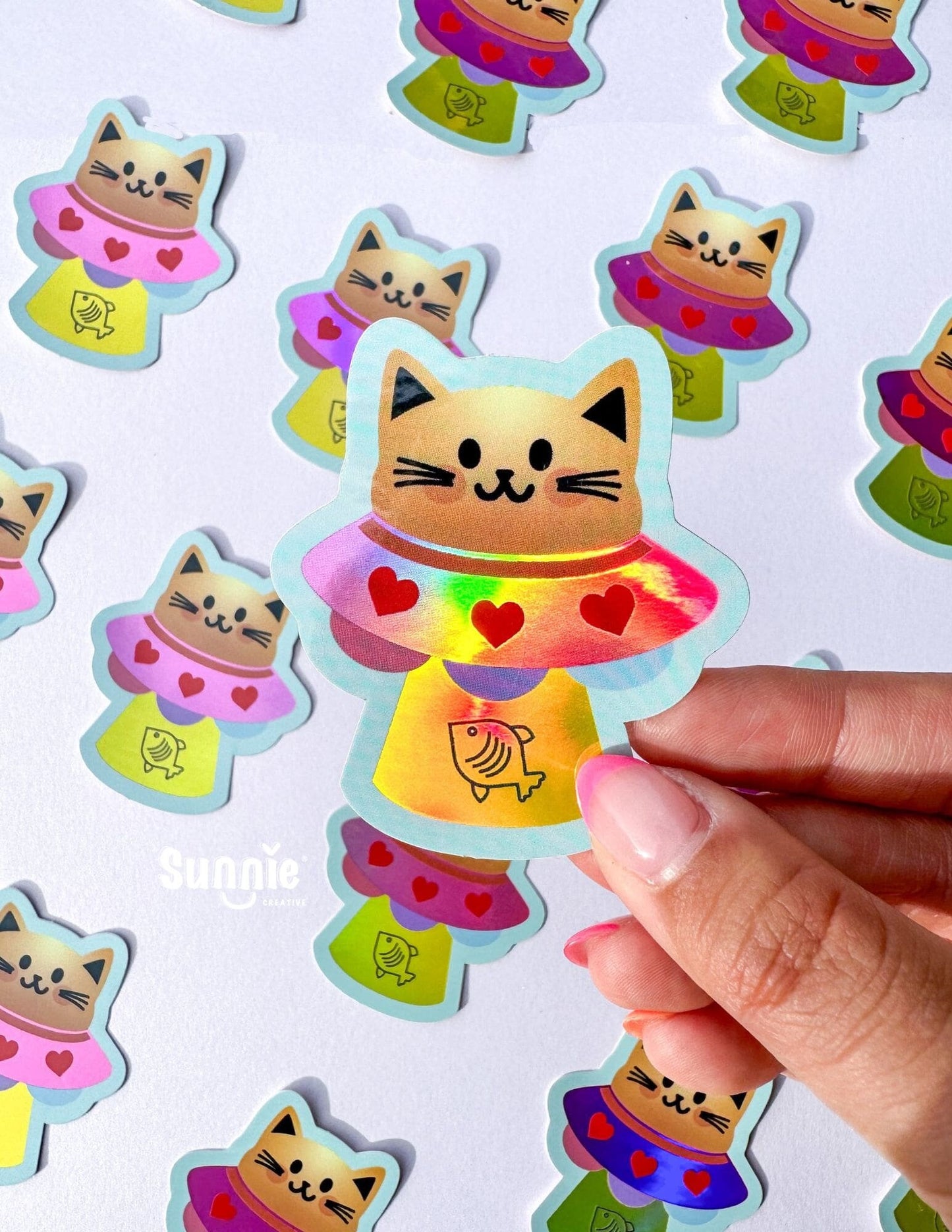 Cat UFO Sticker//Digital Art//Galaxy Stickers//Illustration//kawaii//Waterproof Sticker//Cat Stickers//Holographic Stickers