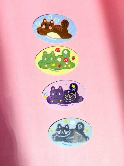 Flying Cats Sticker//Cute Cat Art//Die Cut Stickers//Illustration//Home decor//kawaii//Stationary//Waterproof Sticker//Mirror Sticker
