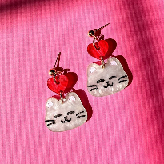 Ruby Cat Earrings//Cute Animal earrings//Cat jewelry//Seventeen-Inspired Kawaii Animal Earrings//K-Pop animal style jewelry