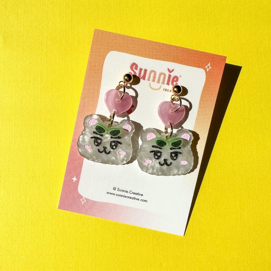 Rapper Bear Earrings//Cute Animal earrings//Bear jewelry//Seventeen-Inspired Kawaii Animal Earrings//K-Pop animal style jewelry