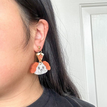 Pizza Puppy Earrings//Cute Animal earrings//Dog jewelry//Seventeen-Inspired Kawaii Animal Earrings//K-Pop animal style jewelry