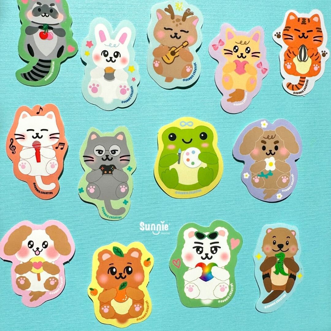 SVT Animal Sticker//Cute Cat//Die Cut Stickers//Illustration//Home decor//kawaii//Stationary//Kpop inspired//Seventeen//Waterproof Sticker