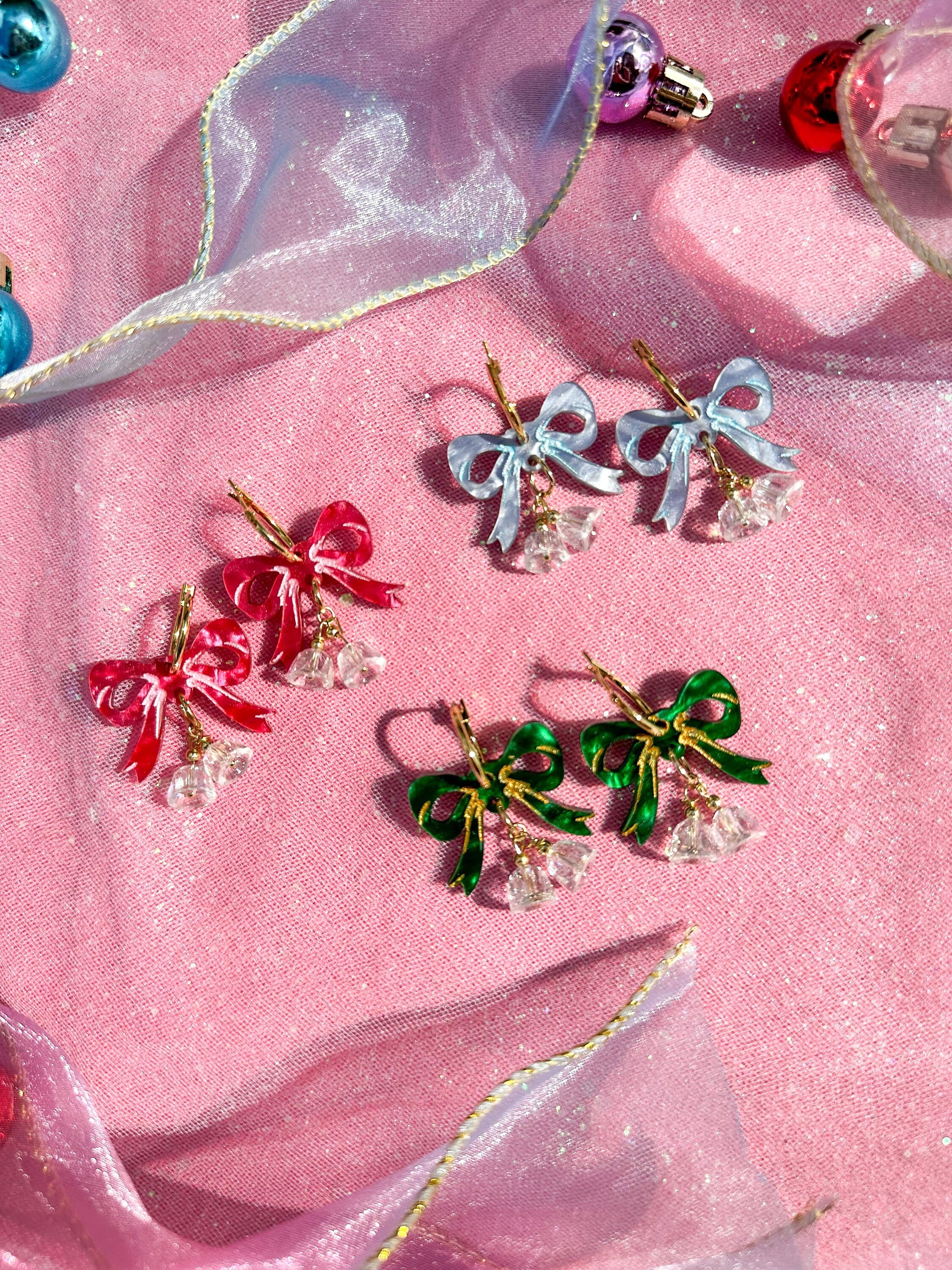 Bow & Jingle Bell Drop Earrings