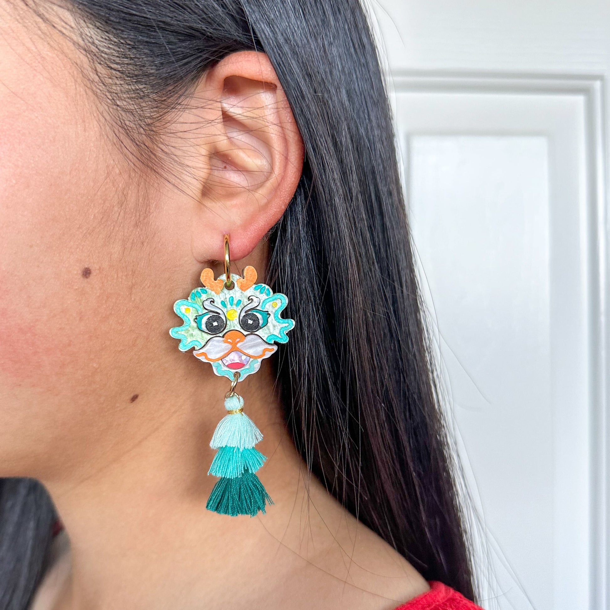 Dragon Dance Earrings//Statement Earring//Acrylics Earrings //Lunar New Year Earrings//Chinese New Year Earrings