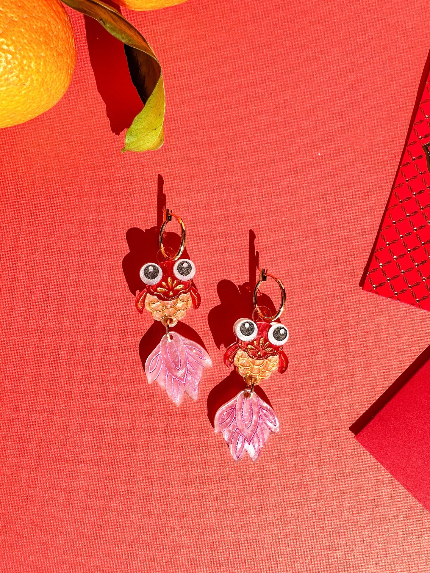 Goldfish Earrings//Statement Earring//Acrylics Earrings //Lunar New Year Earrings//Chinese New Year Earrings