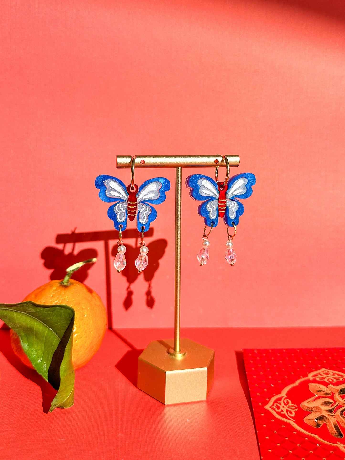 Oriental Butterfly Earrings//Statement Earring//Acrylic Earrings //Lunar New Year Earrings//Chinese New Year Earrings
