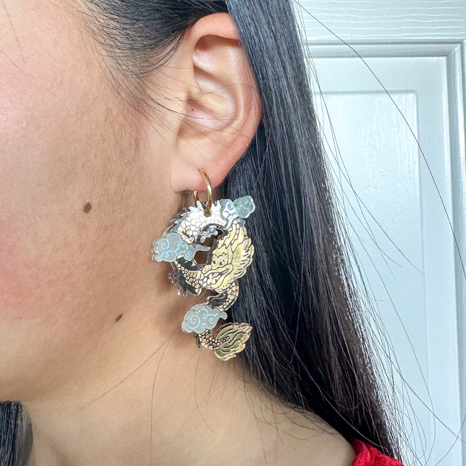 Lucky Cicada Earrings//Statement Earring//Acrylic Earrings //Lunar New Year Earrings//Chinese New Year Earrings