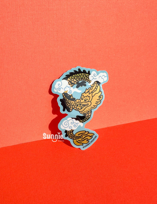 Flying Dragon Glitter Sticker//Digital Art//Dragon Inspired Stickers//Illustration//Lunar New Year//Waterproof Sticker//Year of Dragon