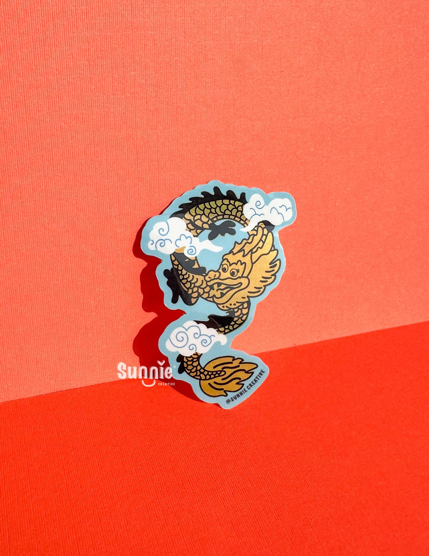 Flying Dragon Glitter Sticker//Digital Art//Dragon Inspired Stickers//Illustration//Lunar New Year//Waterproof Sticker//Year of Dragon