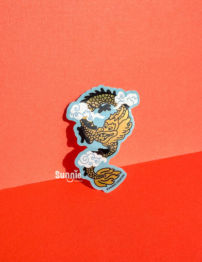 Flying Dragon Glitter Sticker//Digital Art//Dragon Inspired Stickers//Illustration//Lunar New Year//Waterproof Sticker//Year of Dragon