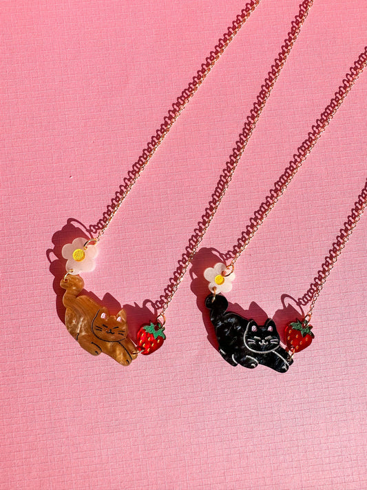 Kitties Necklace//Cat Necklace//Statement Necklace//Acrylic Necklace//Cute Cat Necklace//Animal//Cute Necklace//Gift for Her