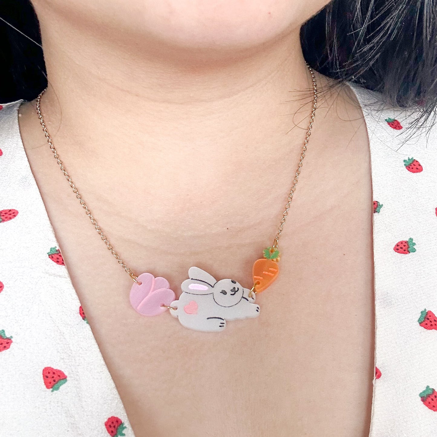 Bunny Necklace//Animal Necklace//Statement Necklace//Acrylic Necklace//Cute Spring Necklace//Animal//Cute Necklace//Gift for Her