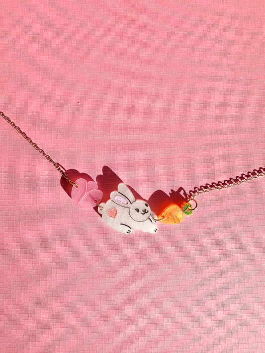 Bunny Necklace//Animal Necklace//Statement Necklace//Acrylic Necklace//Cute Spring Necklace//Animal//Cute Necklace//Gift for Her