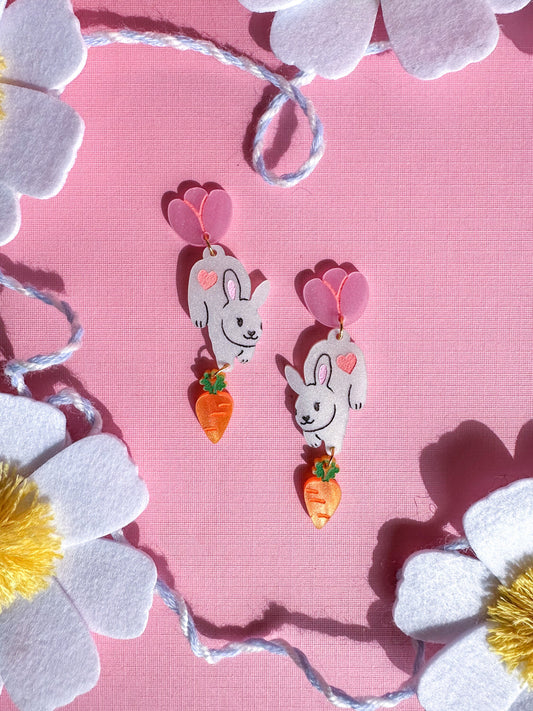 Bunbun the Rabbit Earrings//Spring Earring//Statement Earring//Acrylic Earring//Animal Earrings//Spring Vibes//Gift for Her