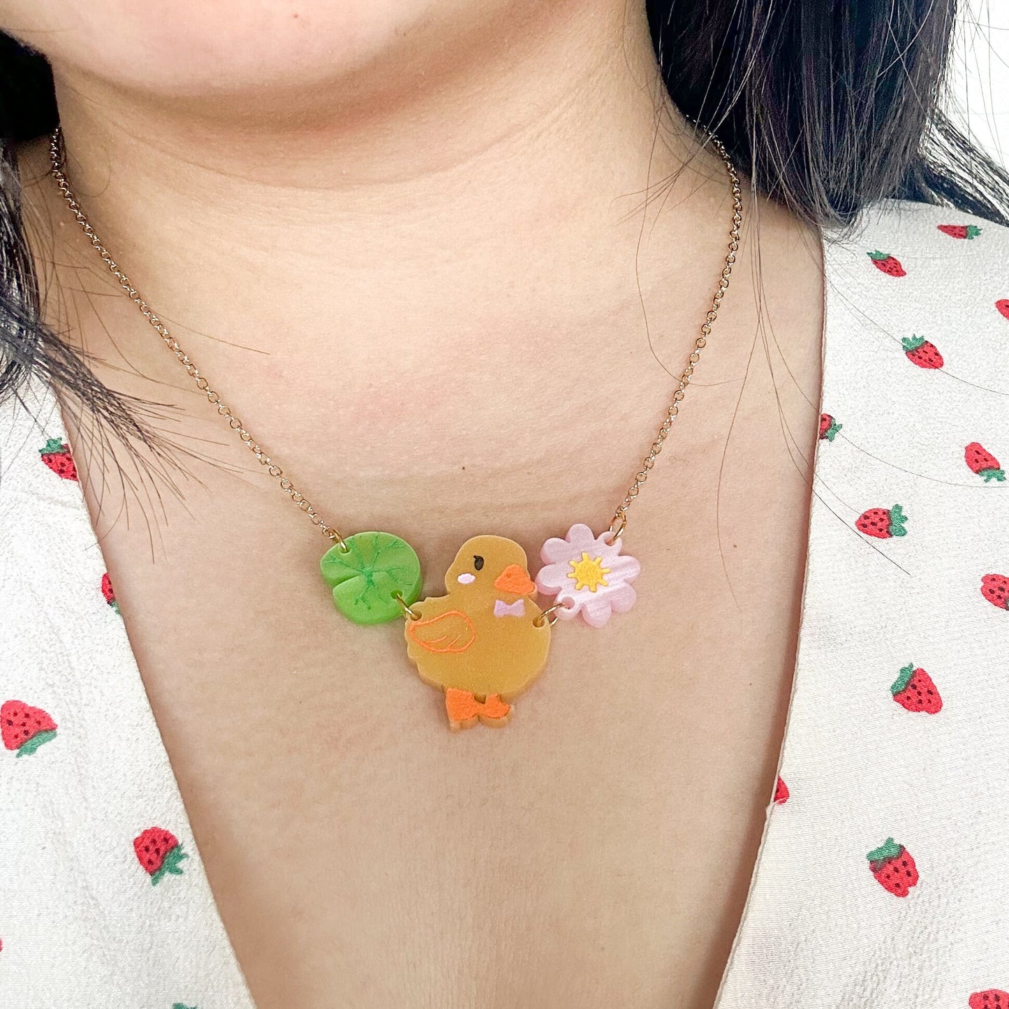 Yellow Duck Necklace//Cat Necklace//Statement Necklace//Acrylic Necklace//Cute duck Necklace//Animal//Cute Necklace//Gift for Her