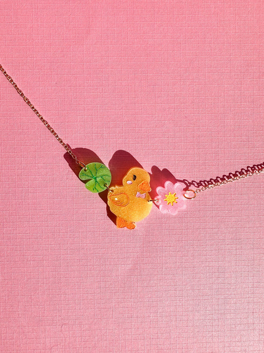 Yellow Duck Necklace//Cat Necklace//Statement Necklace//Acrylic Necklace//Cute duck Necklace//Animal//Cute Necklace//Gift for Her
