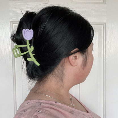 Metal Tulip Flower Hair Claw Clip